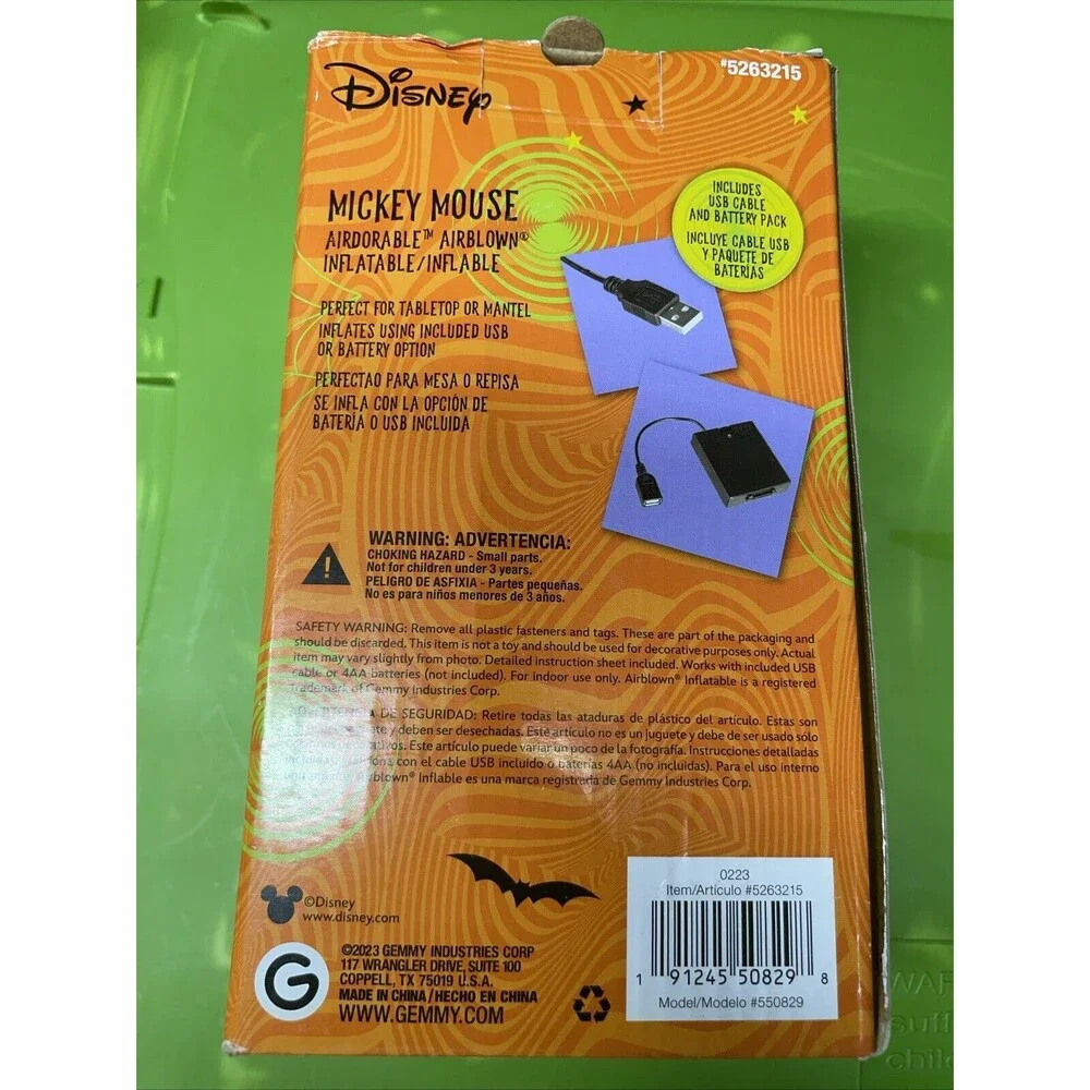 Gemmy Mickey Mouse Air blown Inflatable Halloween Vampire 21” Indoor Outdoor New - Picture 2 of 2